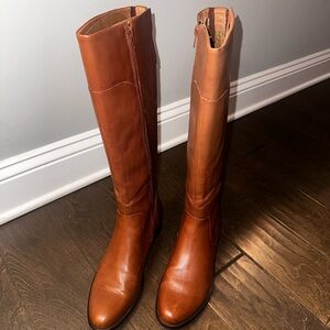 Corso Como Stirup Knee High Leather Boot Luggage Tan Vintage Calf Size 7.5